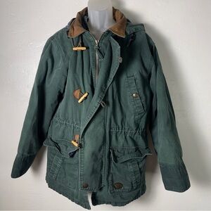 Vintage Tweed River Outfitters Green Zip Toggle Button Barn Chore Coat Size M